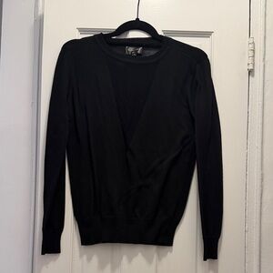 Black Long Sleeve Sweater With Sheer Center